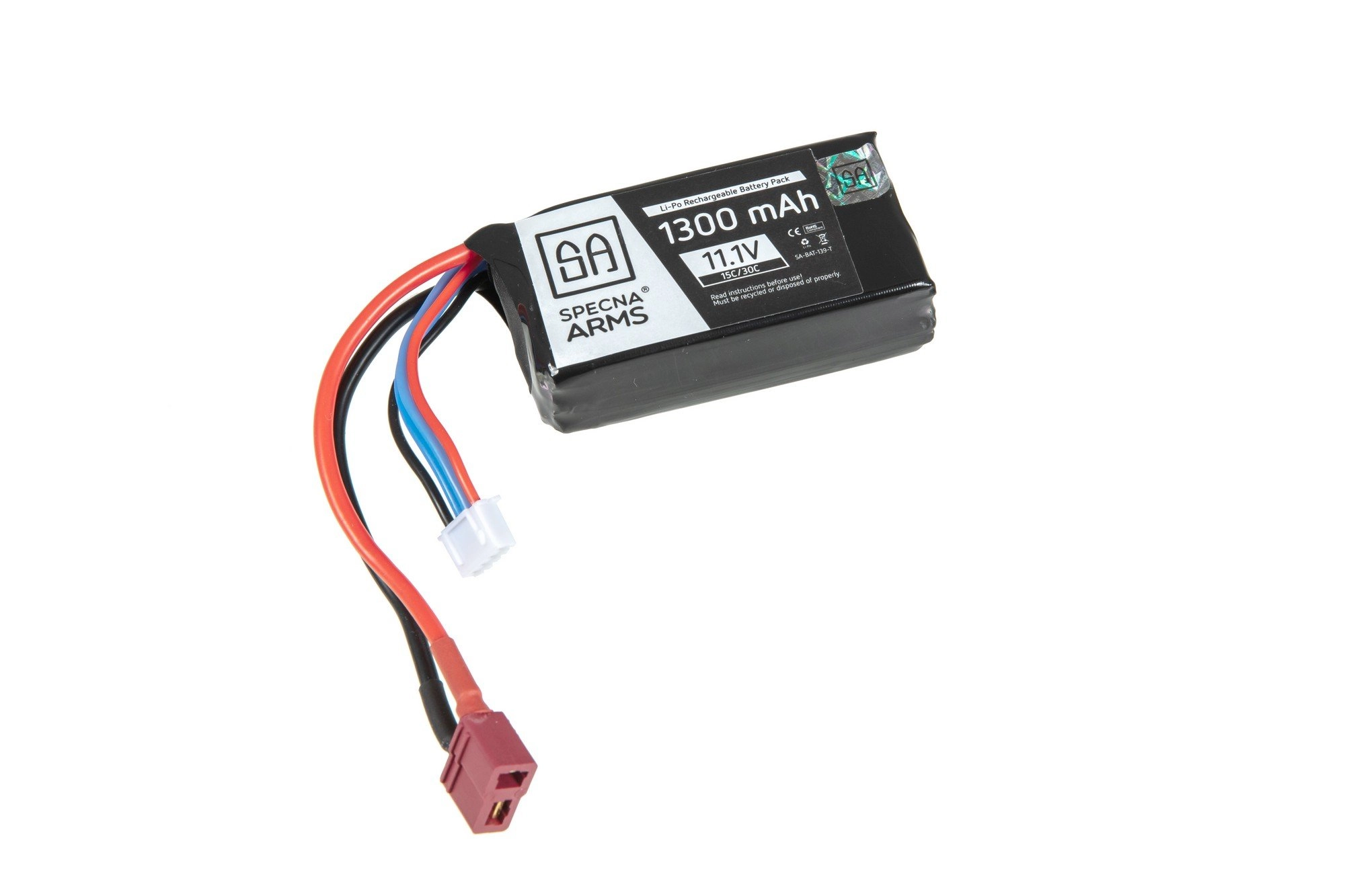 Li-po battery 11,1v 1300mah 15/30 con spinotto T-Deans Specna Arms (Flat)
