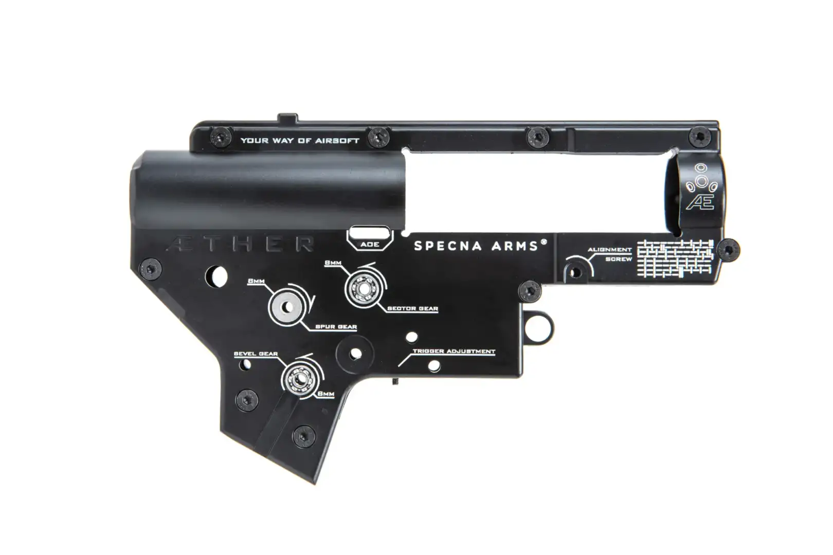 Gusci Gearbox v.2 8mm Aether™ con boccole J-Cage Specna Arms