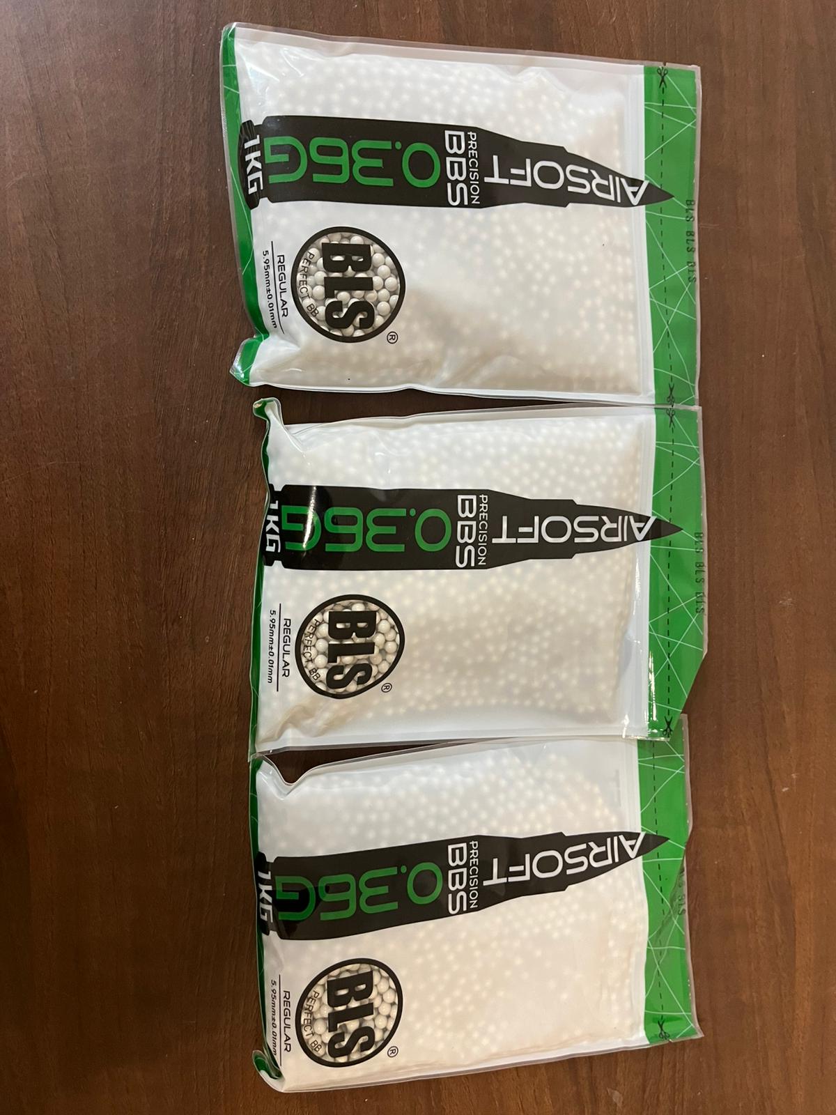 Pack combiné 22: 3 Paquets de pellets de précision 0,36g BLS - Blanc- (3Kilogrammes)